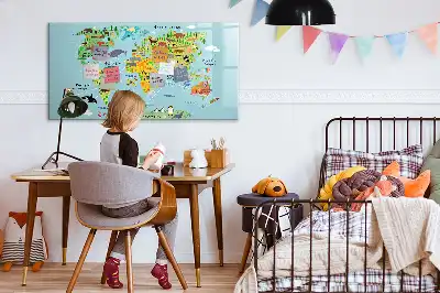 Világtérkép állatokkal mágneses tábla filctollal