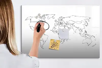 Mágneses törölhető tábla körvonalas világtérkép mintával