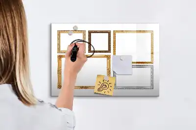 Mágneses tábla filctollal arany kerettel