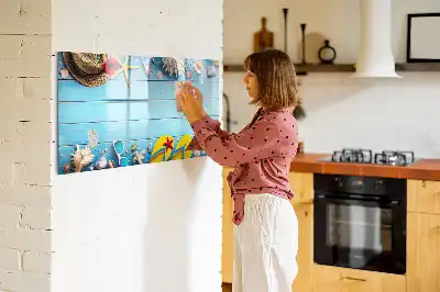Mágneses törölhető tábla tengerparti mintás változat