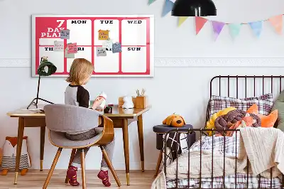 Heti tervező mágneses tábla filctollal
