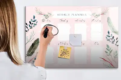 Mágneses heti tervező tábla filctollal bájos kivitelben
