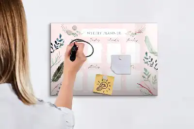 Mágneses heti tervező tábla filctollal bájos kivitelben