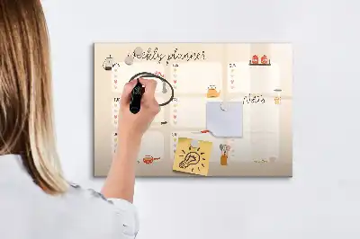 Heti tervező mágneses tábla filctollal
