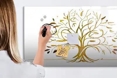 Mágneses tábla filctollal arany fa mintával