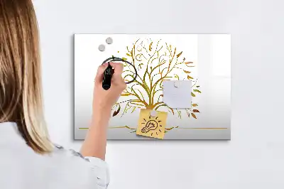 Mágneses tábla filctollal arany fa mintával