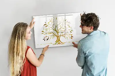 Mágneses tábla filctollal arany fa mintával