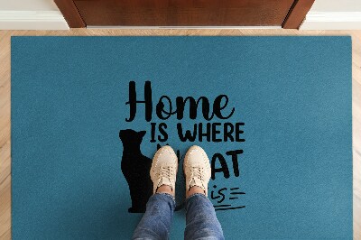 Beltéri lábtörlő szőnyeg Home is where the cat is