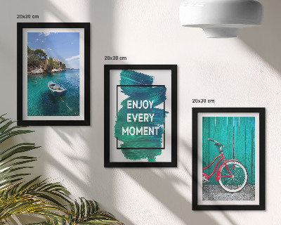Keretezett triptichon Tengerre néző kilátás hajóval és kerékpárral inspiráló felirattal