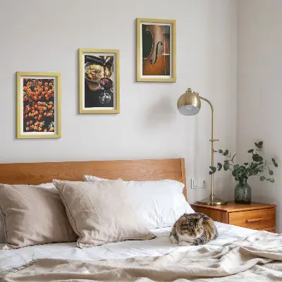 Modern keretezett képszett vintage romantikus virágok, bor és hegedű mintával