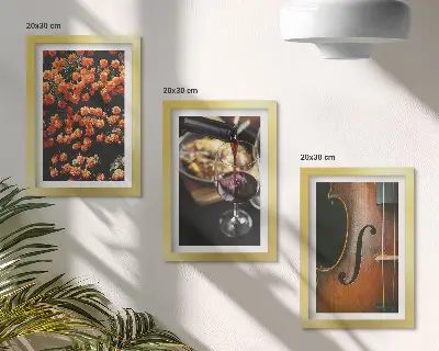 Modern keretezett képszett vintage romantikus virágok, bor és hegedű mintával