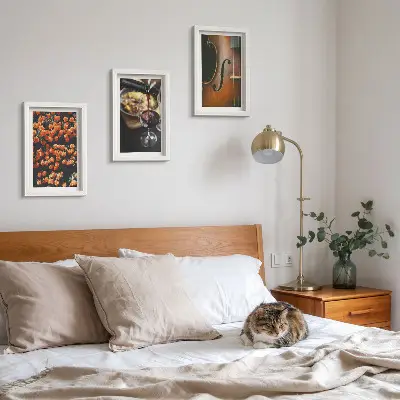 Modern keretezett képszett vintage romantikus virágok, bor és hegedű mintával