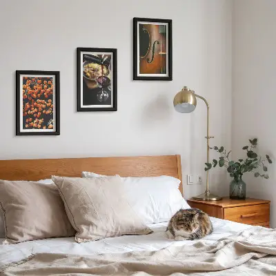 Modern keretezett képszett vintage romantikus virágok, bor és hegedű mintával
