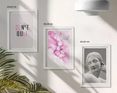 Modern keretezett képszett akvarell absztrakció inspiráló szlogennel és ősi szoborral