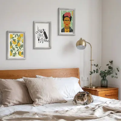 Citromos borosüveg portré Frida Kahlo-ról keretezett triptichon