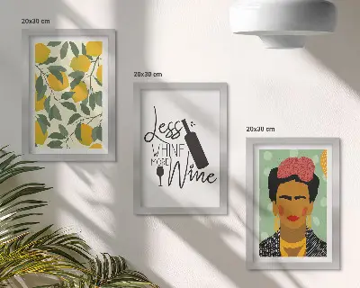 Citromos borosüveg portré Frida Kahlo-ról keretezett triptichon