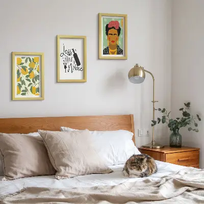 Citromos borosüveg portré Frida Kahlo-ról keretezett triptichon