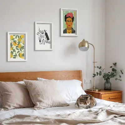 Citromos borosüveg portré Frida Kahlo-ról keretezett triptichon