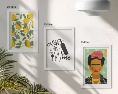 Citromos borosüveg portré Frida Kahlo-ról keretezett triptichon