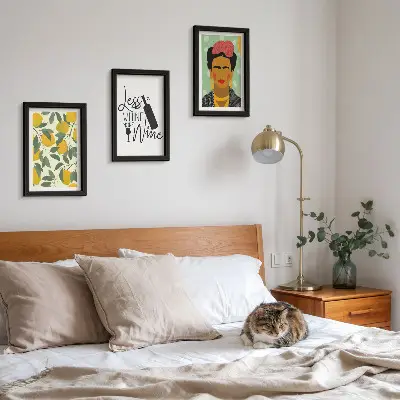 Citromos borosüveg portré Frida Kahlo-ról keretezett triptichon