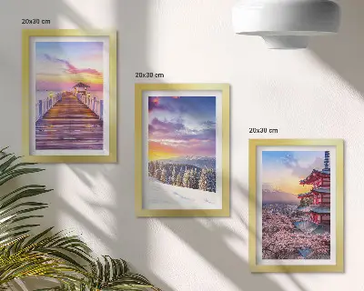 Romantikus tájak festői égbolttal keretezett triptichon