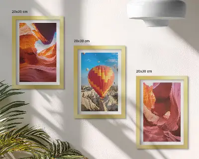 Sivatagi szurdokok tájai és hőlégballonos repülés keretezett triptichon