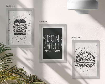 Keretezett triptichon Grafikák étel- és kulináris szlogenekkel