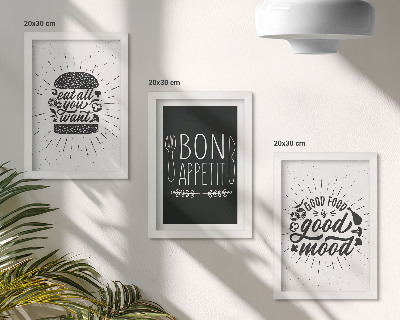 Keretezett triptichon Grafikák étel- és kulináris szlogenekkel
