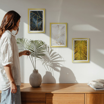 Keretezett triptichon Modern geometrikus minták és természetes növényi motívumok