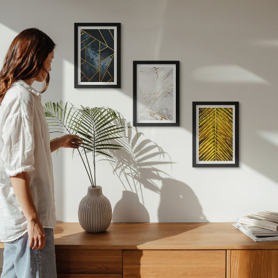 Keretezett triptichon Modern geometrikus minták és természetes növényi motívumok