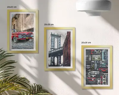 Modern keretezett kép szett egy régi autó a Brooklyn híd közelében és retró audioberendezések látványával