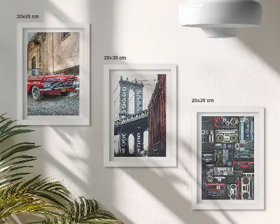 Modern keretezett kép szett egy régi autó a Brooklyn híd közelében és retró audioberendezések látványával