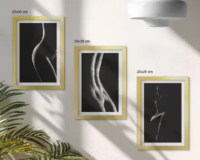 Modern keretezett képszett fekete-fehér női sziluettes erotikus mintával
