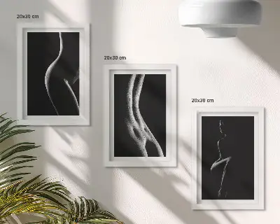 Modern keretezett képszett fekete-fehér női sziluettes erotikus mintával