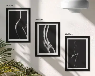 Modern keretezett képszett fekete-fehér női sziluettes erotikus mintával