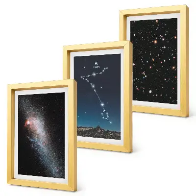 Modern keretezett képszett űrtájképek a Halak csillagképpel és galaxisokkal