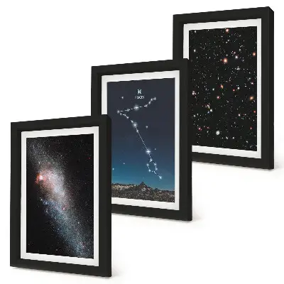 Modern keretezett képszett űrtájképek a Halak csillagképpel és galaxisokkal