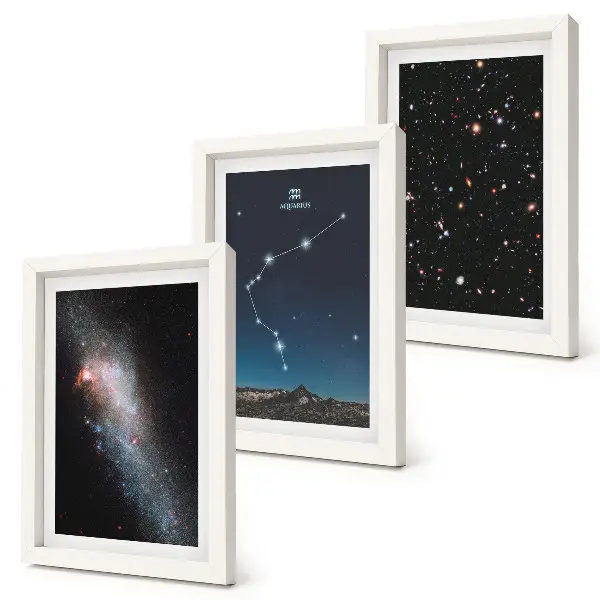 Galaxis űr csillagjegy Vízöntő keretezett háromrészes kép