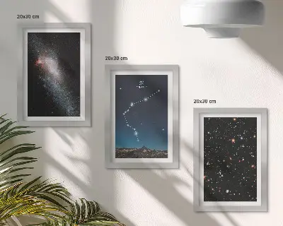 Galaxis űr csillagjegy Vízöntő keretezett háromrészes kép