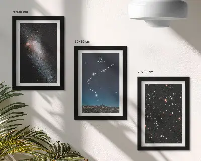 Galaxis űr csillagjegy Vízöntő keretezett háromrészes kép