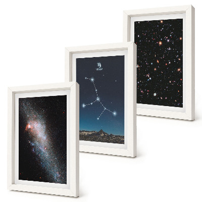 Modern keretezett kép szett Szűz csillagkép galaxis nézete az univerzumról