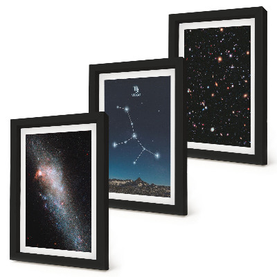 Modern keretezett kép szett Szűz csillagkép galaxis nézete az univerzumról