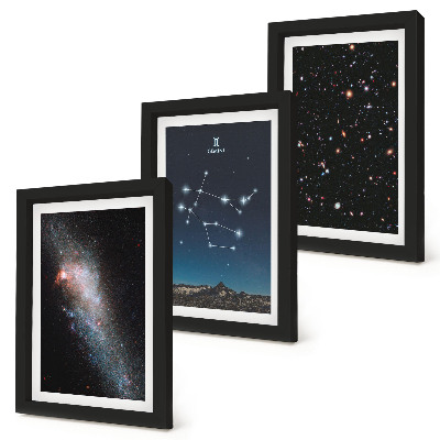 Keretezett triptichon Ikrek csillagjegy galaxis hely csillagok