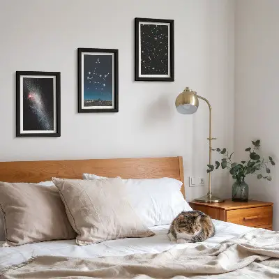 Keretezett triptichon ikrek csillagjegy galaxis és csillagok mintával