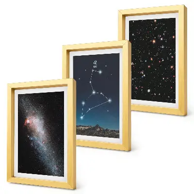 Oroszlán csillagkép galaxis és a világűr keretezett triptichon