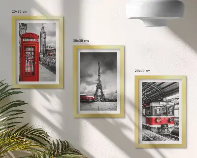 Keretezett triptichon ikonikus városok London Párizs és a vasúti közlekedés témában