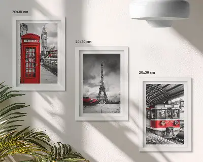 Keretezett triptichon ikonikus városok London Párizs és a vasúti közlekedés témában