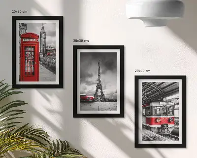 Keretezett triptichon ikonikus városok London Párizs és a vasúti közlekedés témában