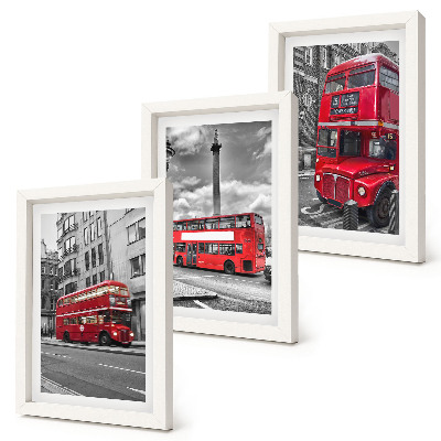 Keretezett triptichon Piros buszok London városi tájában