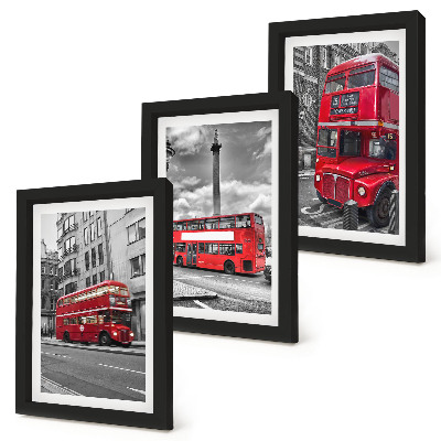 Keretezett triptichon Piros buszok London városi tájában